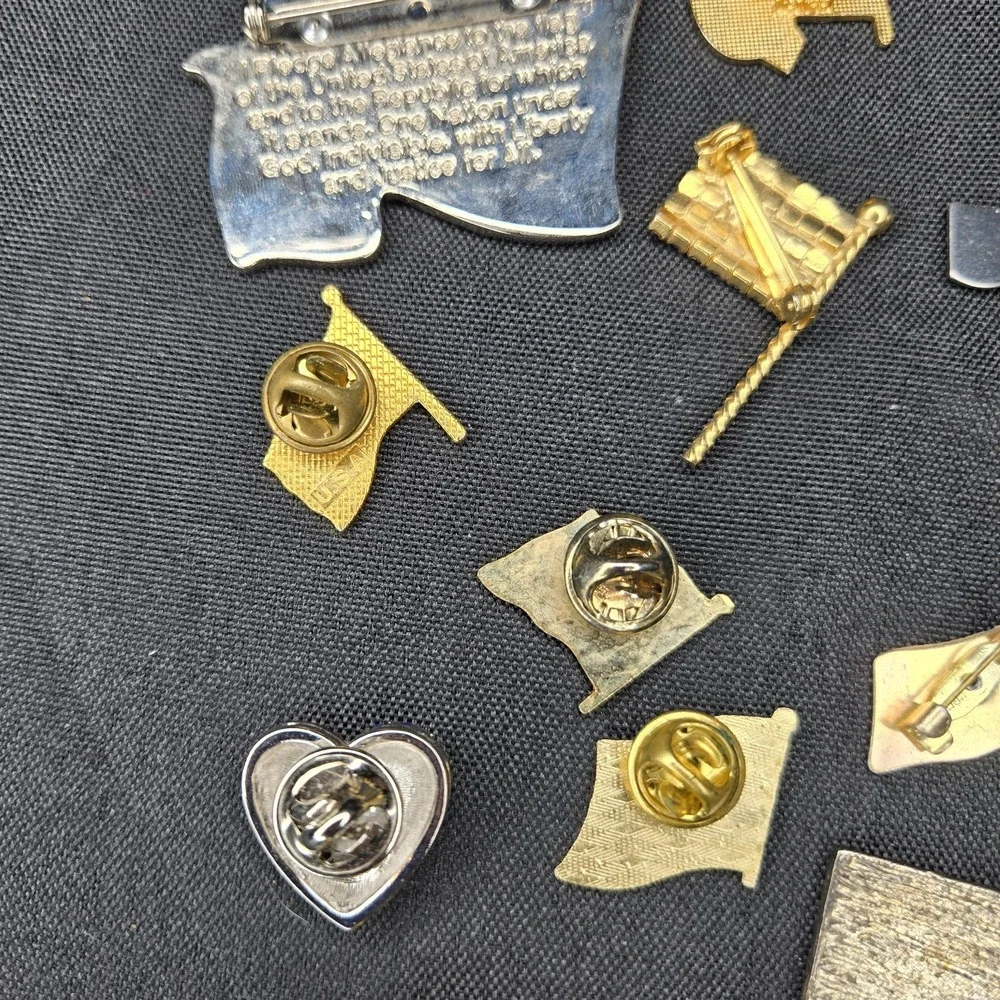 18pc Americana Pin Lot Signed Christopher Radko Heart Brooch Flag‎ Lapel Pins